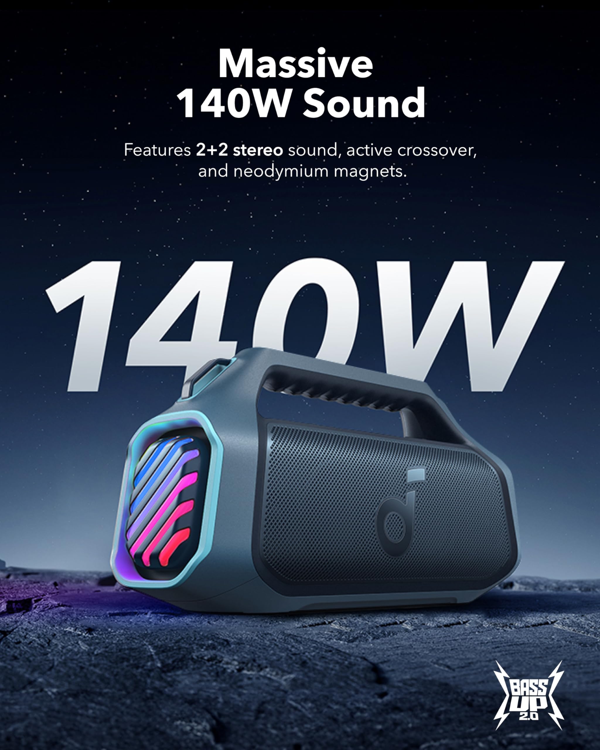ほぼ新品Anker Soundcore Boom 2 Plus bluetoot soundcore Boom 2 Plus By Anker, Outdoor Speaker, 140W, 2+2 Channel